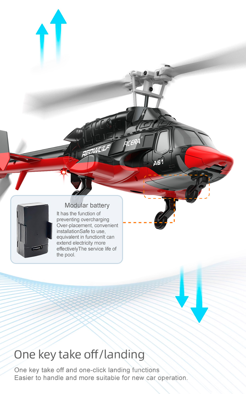 RC ERA A61 Airwolf Helicopter 4CH Optical Flow Positioning 6-axis