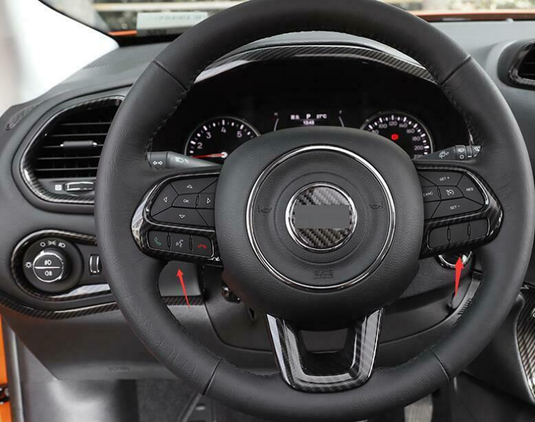 For Jeep Renegade 20152019 2020 Carbon Fiber Steering Wheel Button