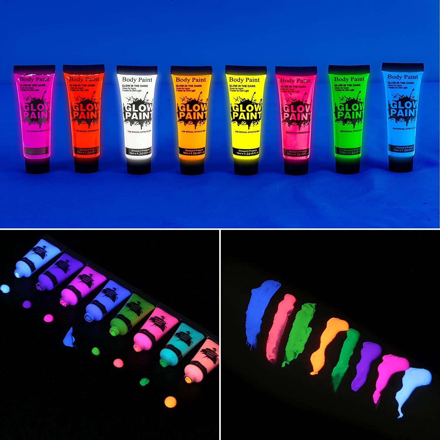 UV Body Face Paint Glow in the Dark Black Light Paint Makeup Adults Music  Party