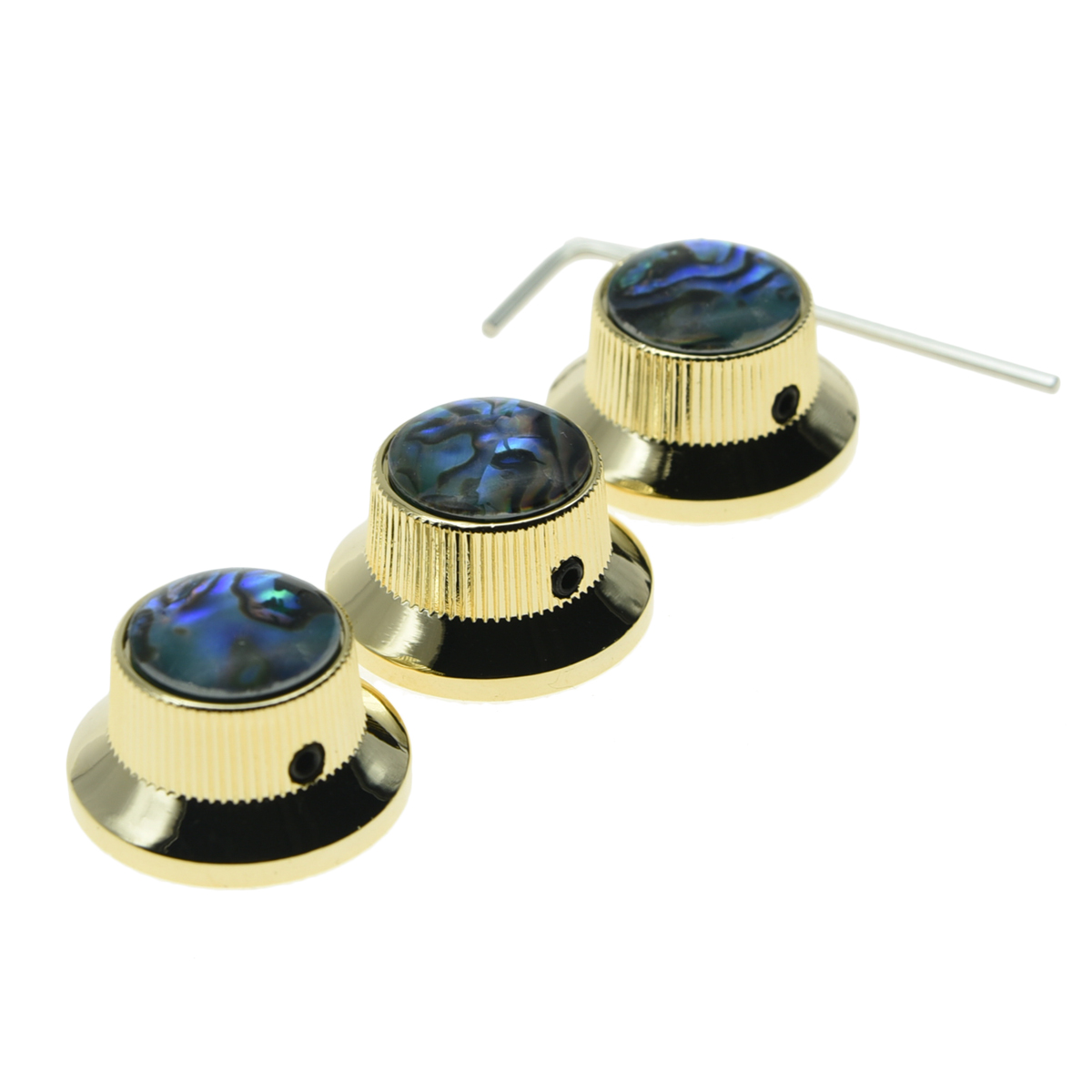 3x Set Screw Abalone Top Gold Guitar Knobs Strat Metal Knobs Fits 6mm ...