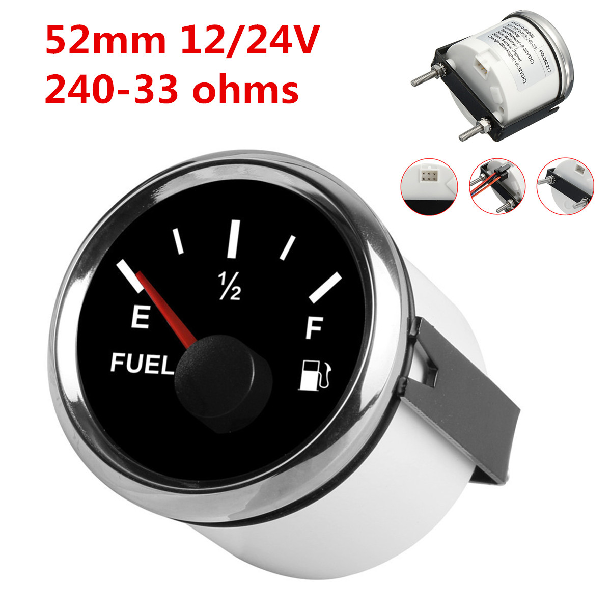 Universal Vehicles Boat Fuel Level Gauge Tank Indicator 52mm 12/24V 240
