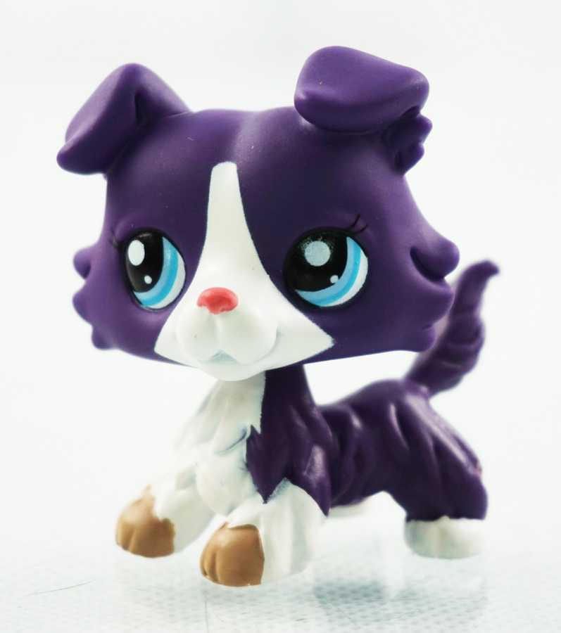 2'' Purple Collie Dog White Blue Eyes Kids Toys Littlest Pet Shop LPS ...