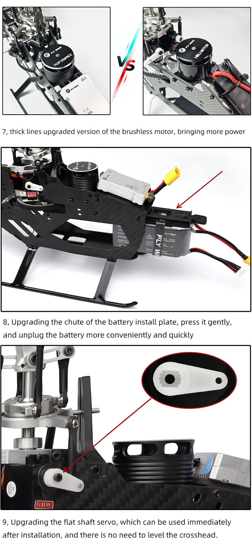 Keenso Flywing FW450 V3 RC Hélicoptère Arbre Principal Anneau Fixe avec Matériau en Alliage D'aluminium pour L'amélioration des Performances