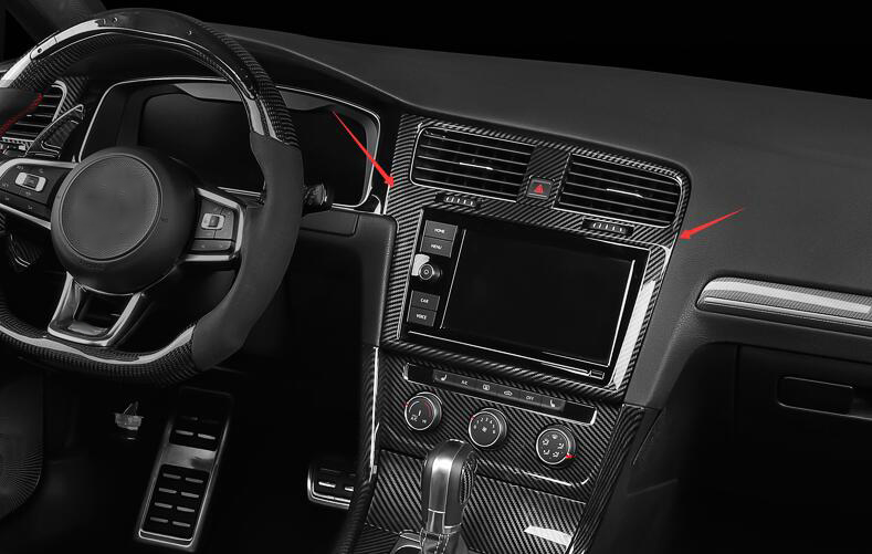 Fit For VW Golf MK7 MK7.5 2018-2019 Carbon Fiber Console Navigation Frame  Trim