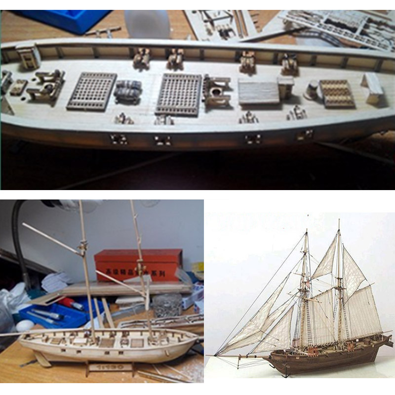 DIY Kit Of Wooden Model Ship Of Halcon 1:100 Assembly Decoration Gift 1:100