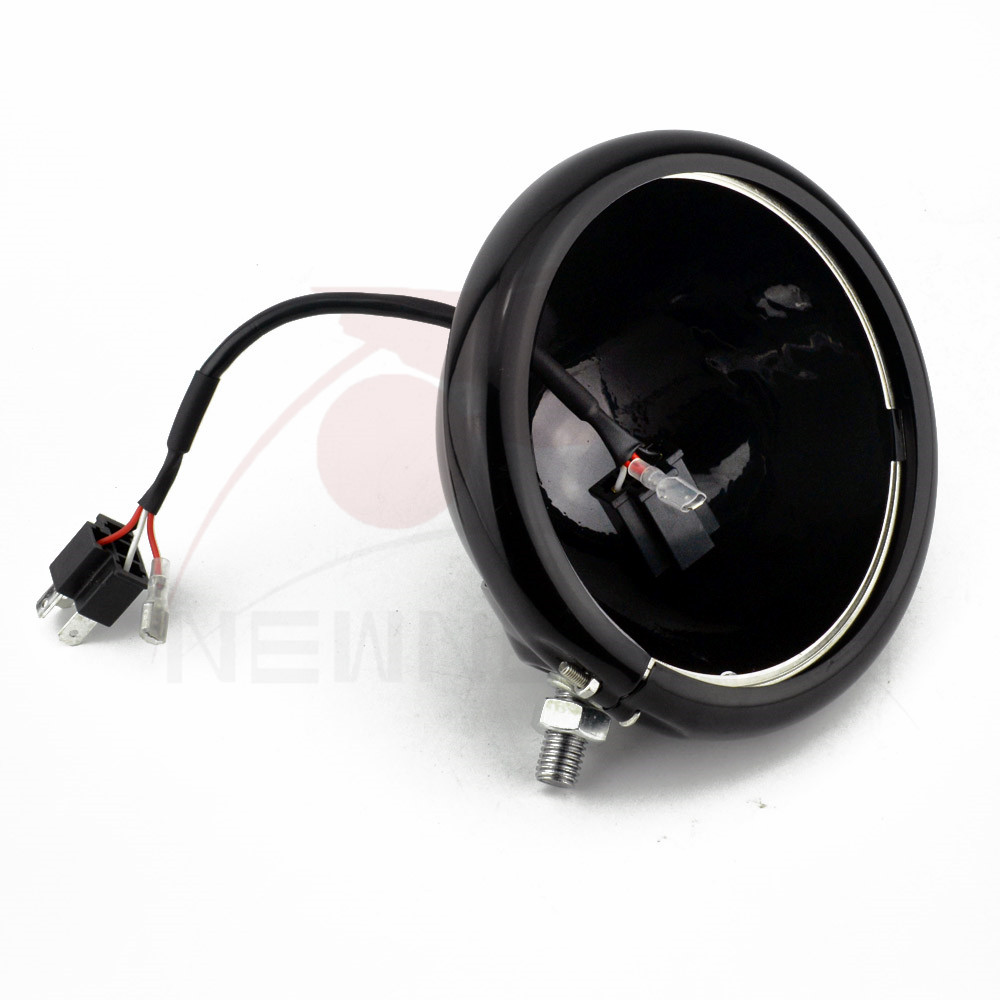 Gloss Black 5.75 Headlight Housing Bucket Mounting For Harley Softail  Sportster