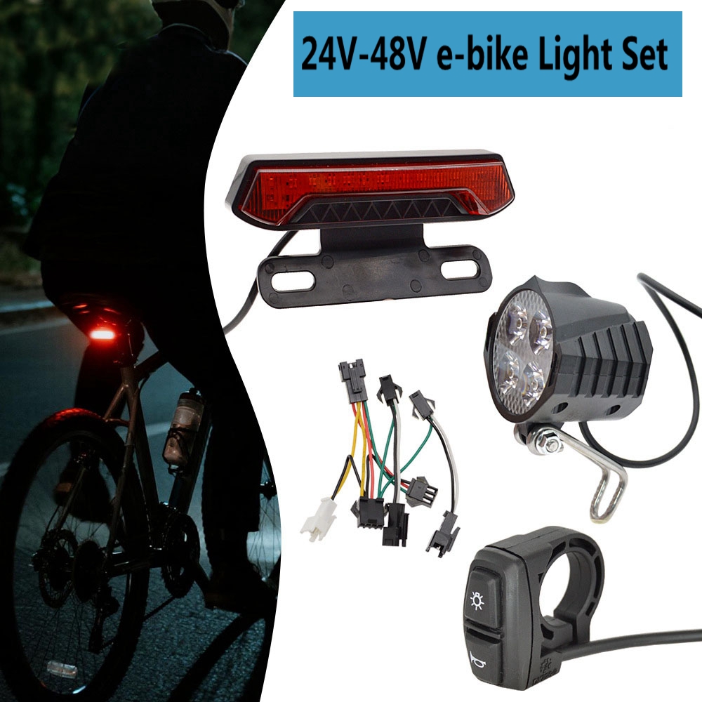 Ebike Light Kit 24V/36V/48V Electric Bike Headlight &Tail Light with Horn  Switch | eBay