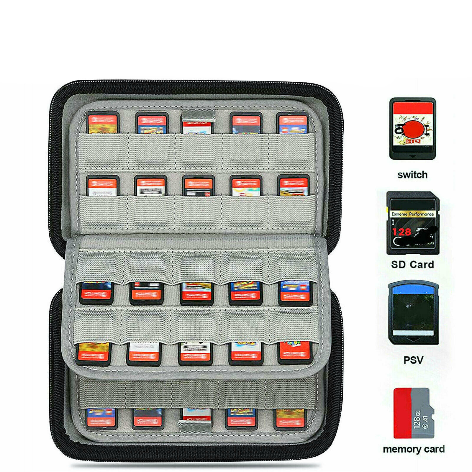 80-Slot Game Cartridge SD Card Holder Bag Storage Case for