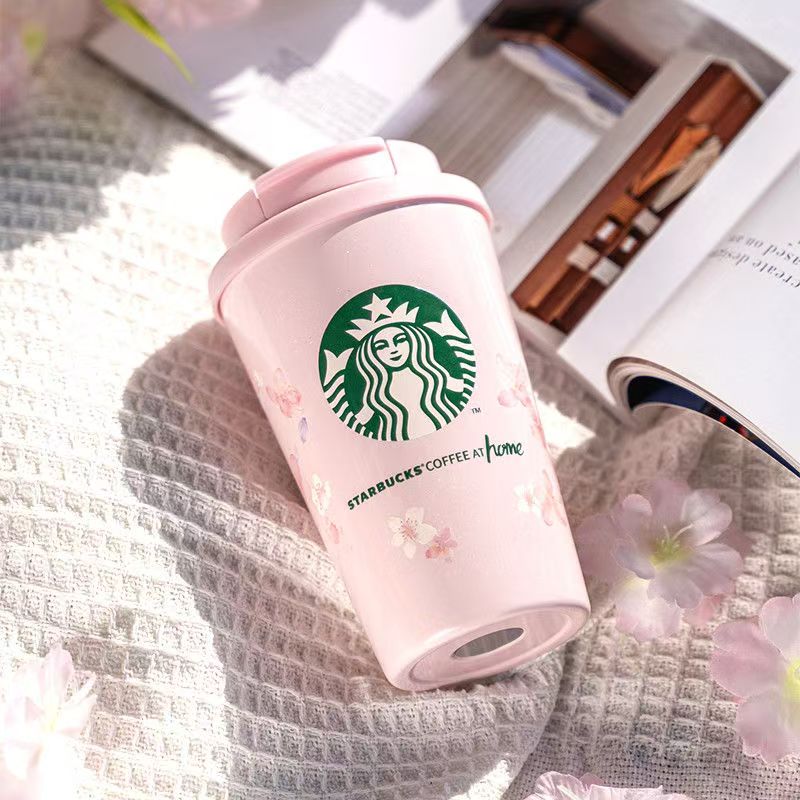 NEW Starbucks Pink Sakura 12oz Stainless Steel Cold Cup w/ Double
