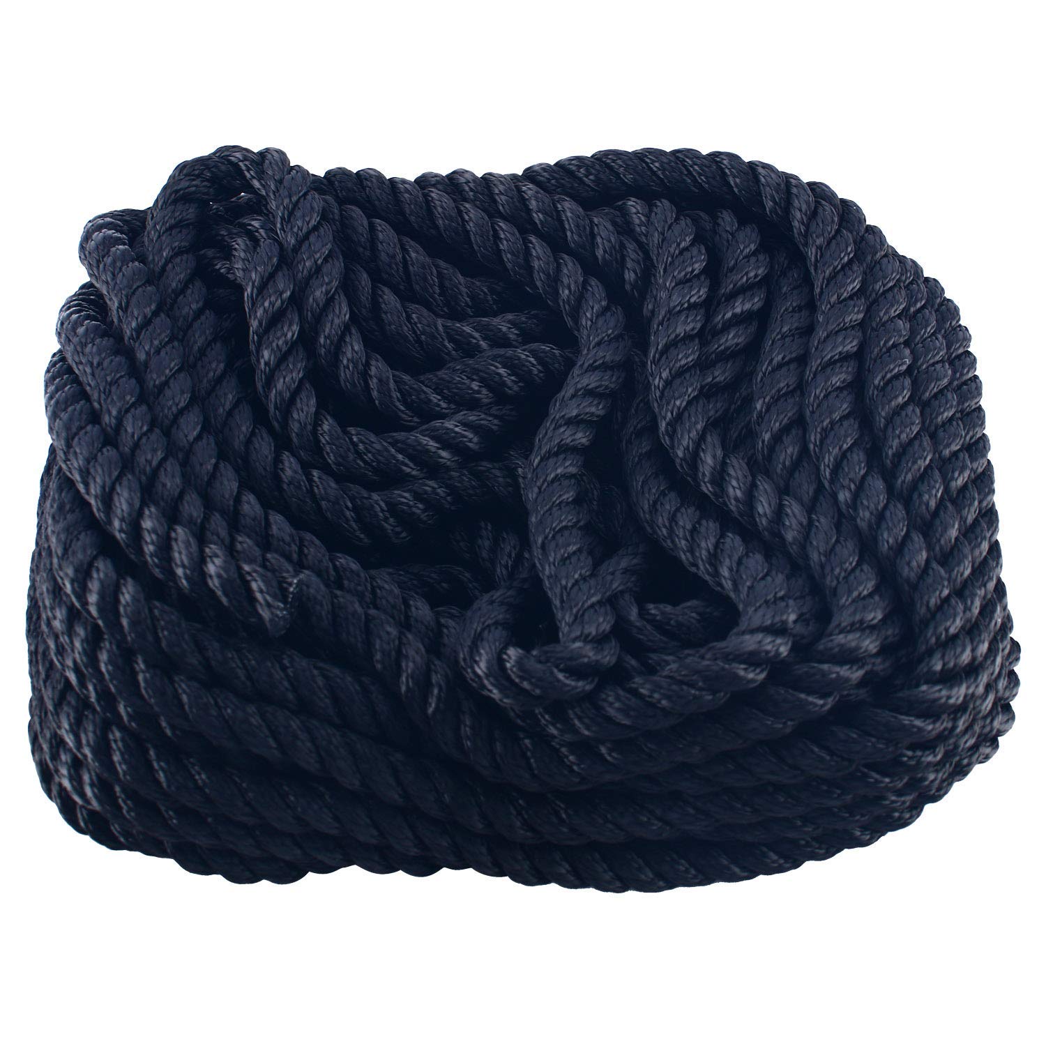3//8 x 35/' REAL NYLON Black anchor rope dockline 3 Strand Twisted Multipurpose
