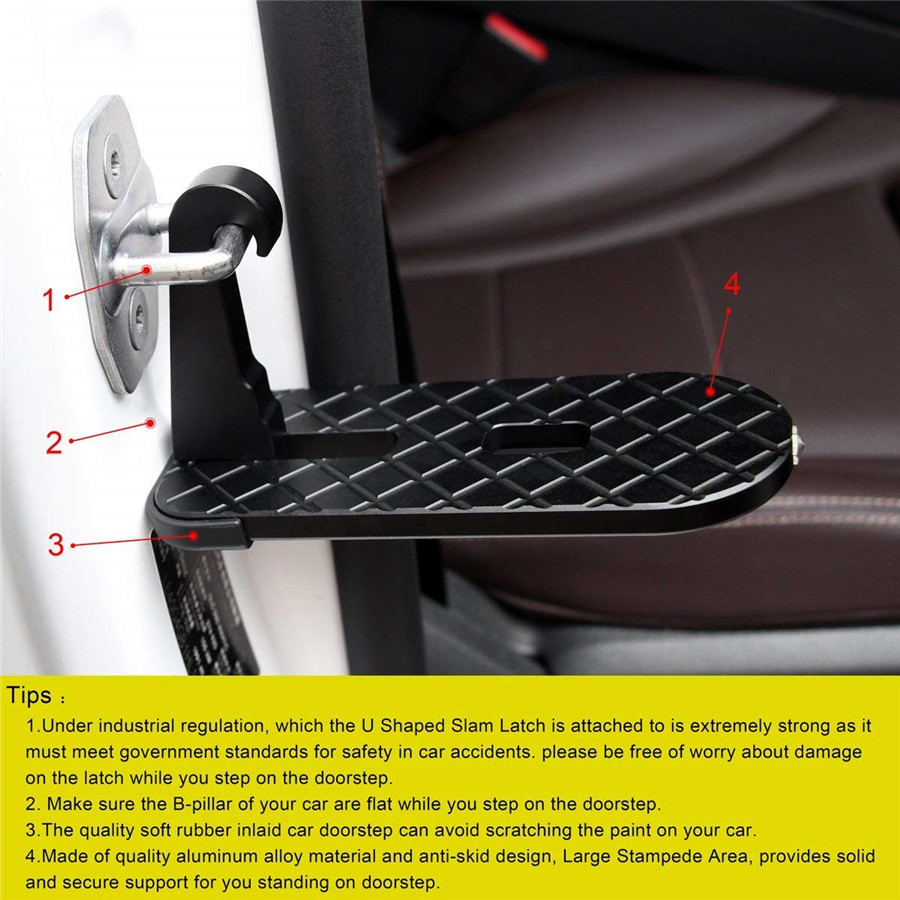 puhuoqi Multifunction NonSlip Car Door Step with Safety Hammer Can Load 510 pounds Foldable Car