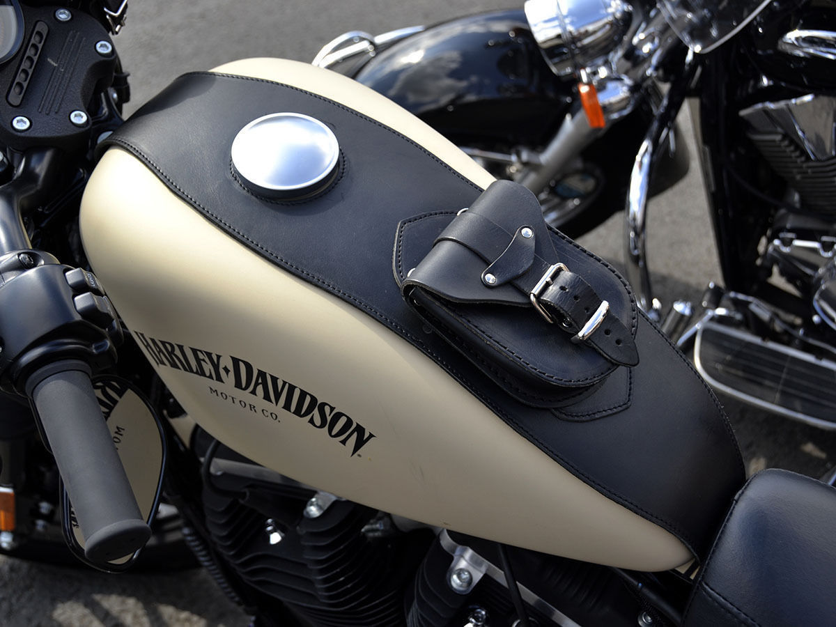 Real Leather Fuel Tank Chap Cover Panel Bag For Harley Sportster XL 883