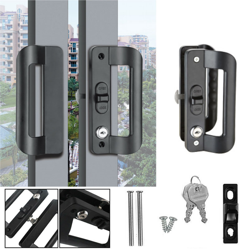 Sliding Glass Patio Door Locks Aluminum Alloy Double Pull Handle Locker