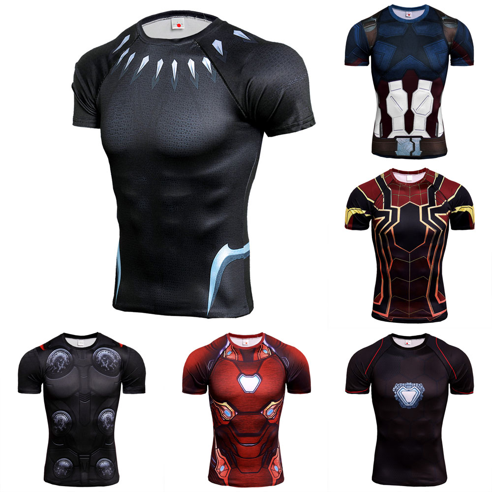 Mens Marvel Superman Compression T-Shirt Running Cycling Fitness Base Layer Top