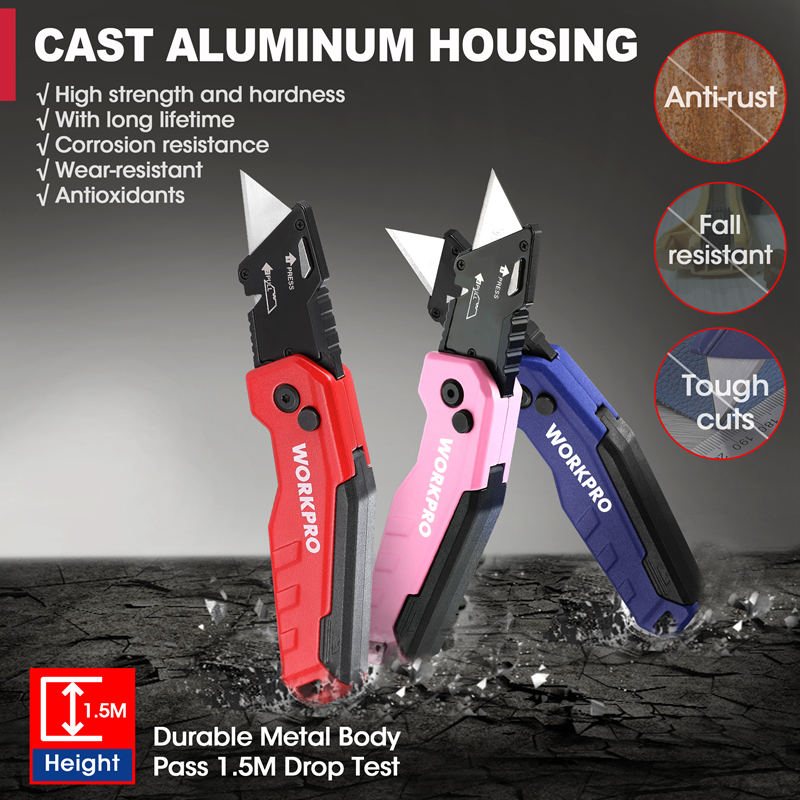 WORKPRO Folding Utility Knife Quick Change Box Cutter w/13PC