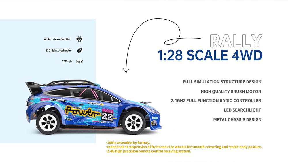 Wltoys 284010 Mini 1/28 RC Rally Car 30km/h 4WD 2.4G RC Drift car