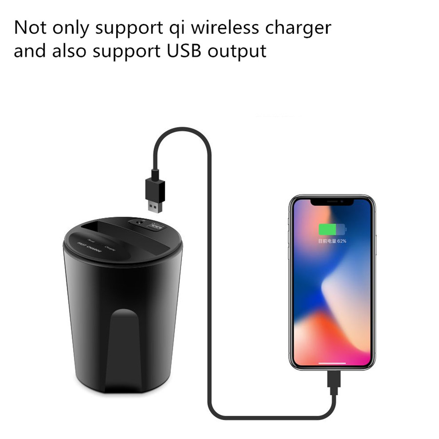 Qi Wireless Charger Cup Mount Holder W/ USB Charging For Iphone 8/X