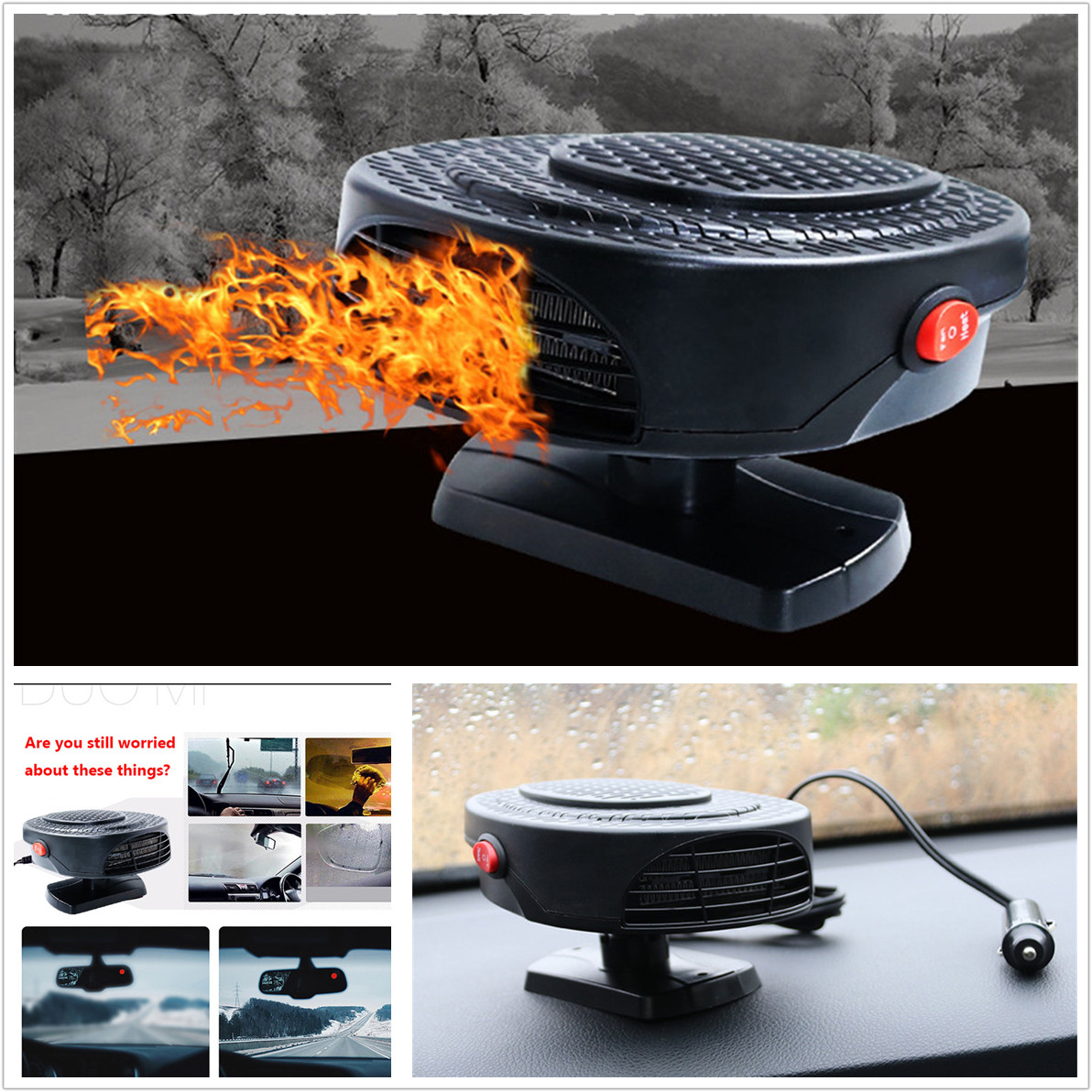 2in1 150W Car Heater Heating Cooling Windscreen Window Defroster 12V