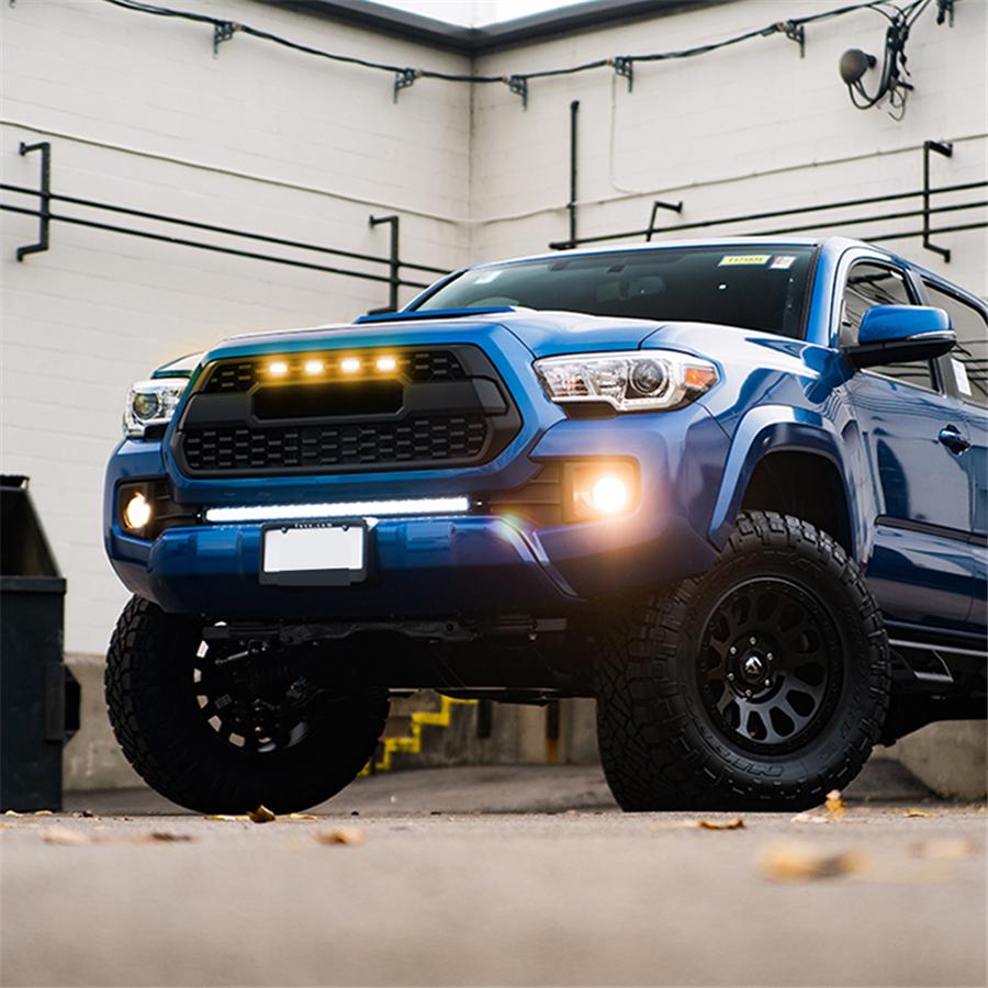 For 16 up Toyota Tacoma Raptor Style Smoked Lens Front Grille Amber 