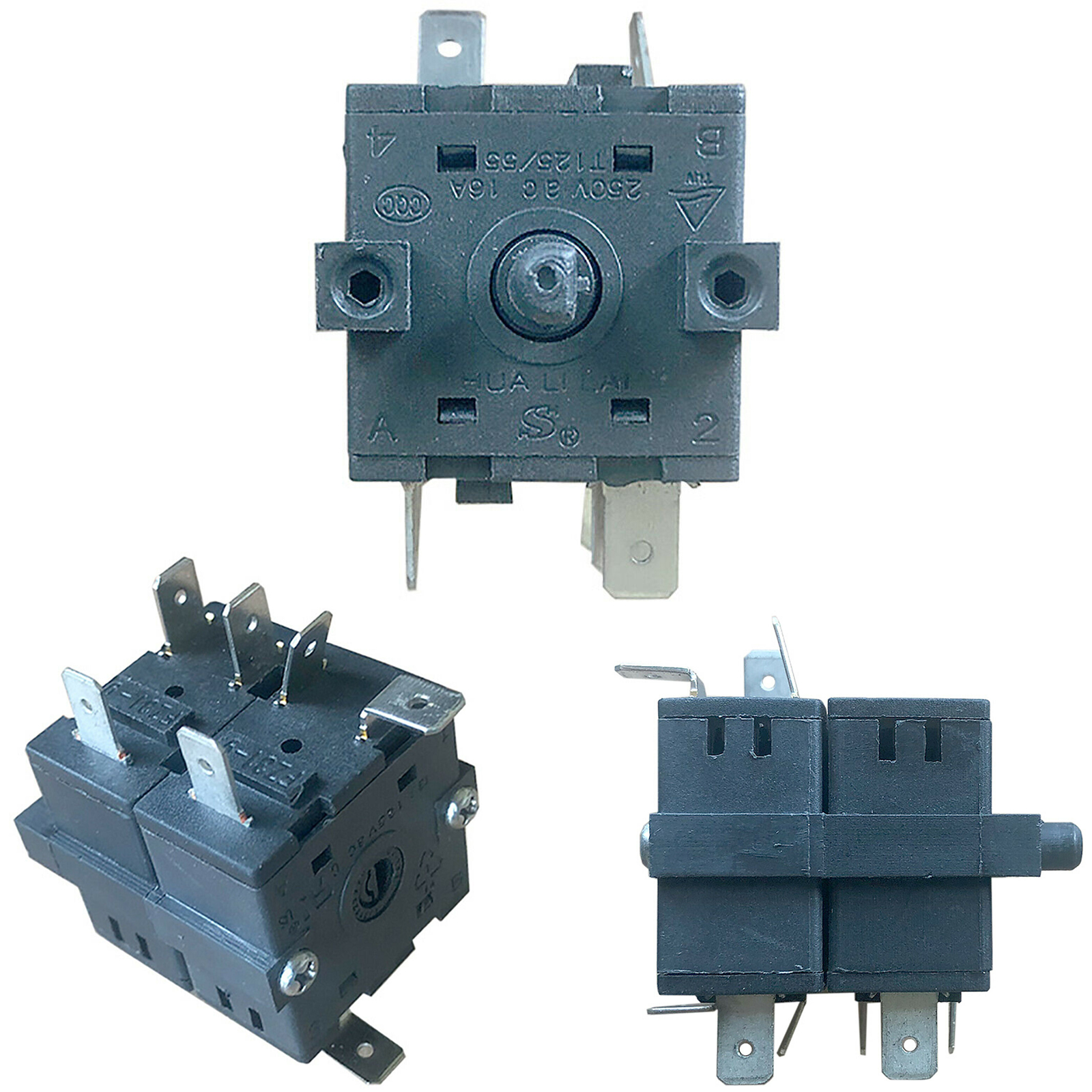 16A 250V AC Double Unit Rotary Switch 9 Pins FZ319 for Electric Heater