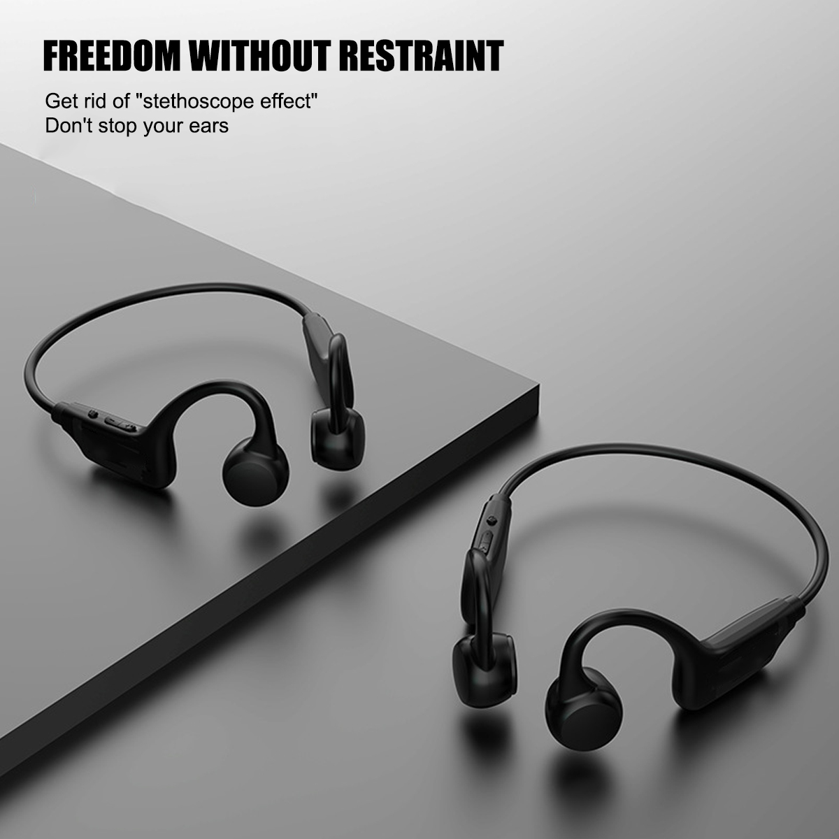 V30 Bluetooth 5.3 Bone Conduction Headphones – Open Ear Sport Headset, Built-in Mic, Sweatproof, 108H Talk Time