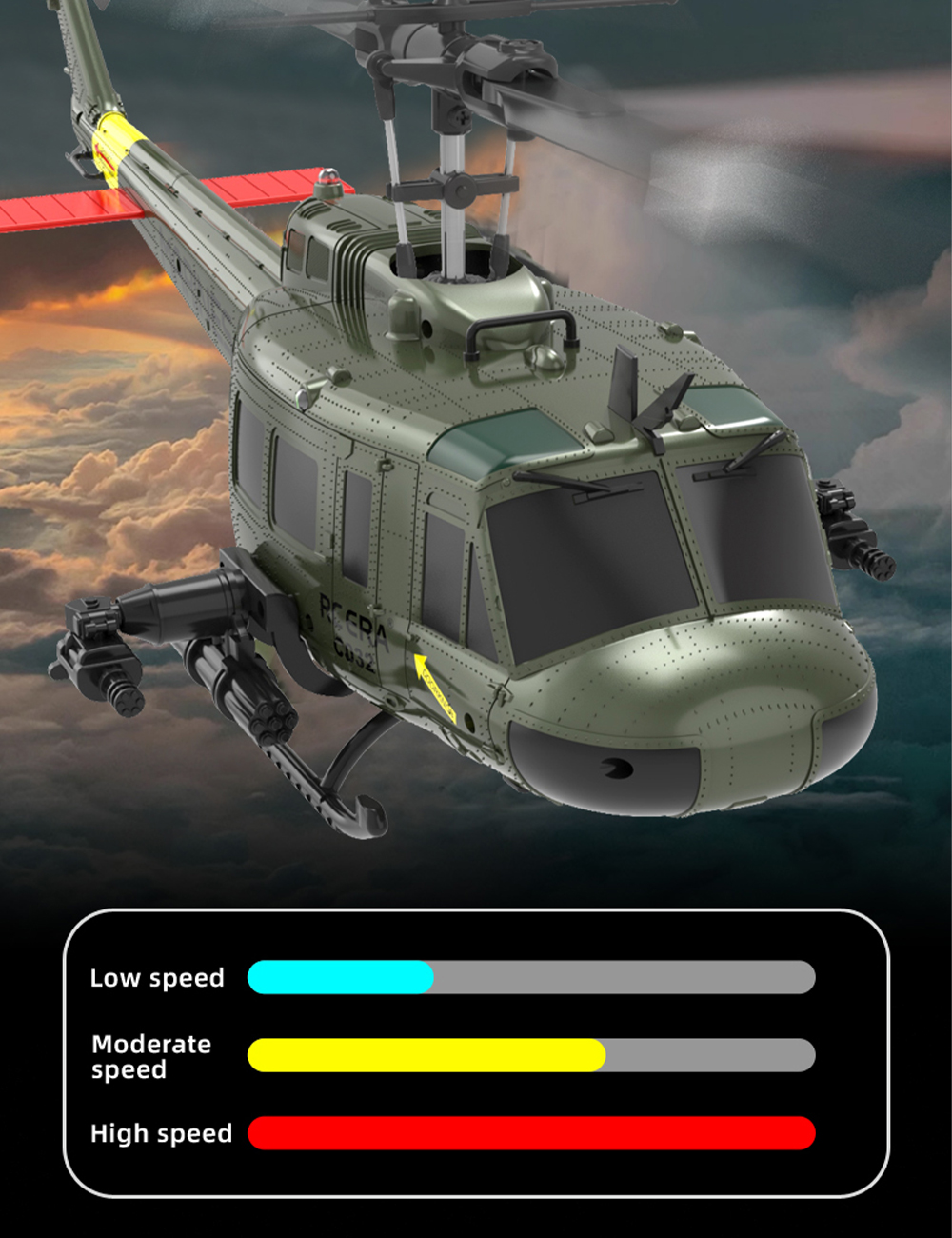 RC ERA C032 Huey UH-1 RC Helicopter 1/48 Gyro 6CH 3D One-key