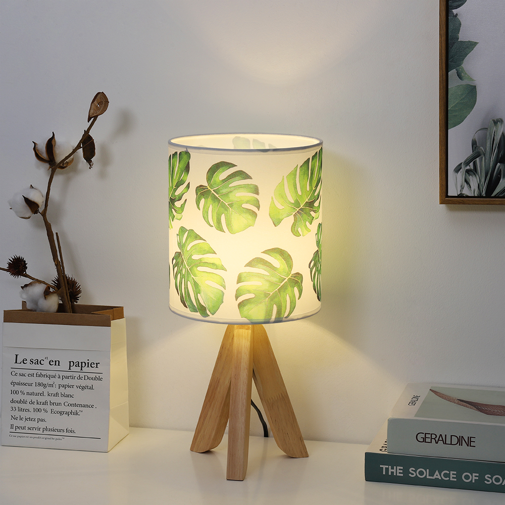 Details About Child Mini Wooden Table Lamp Tripod Base Fabric Lampshade Bedside Study Home