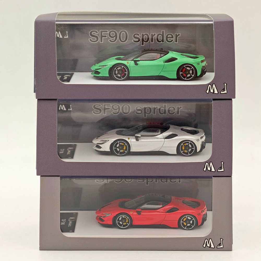 レジン製 1/64 フェラーリSF90スパイダー MJ 1/64 Scale Ferrari SF90 Spider Red Diecast Car Model Toy