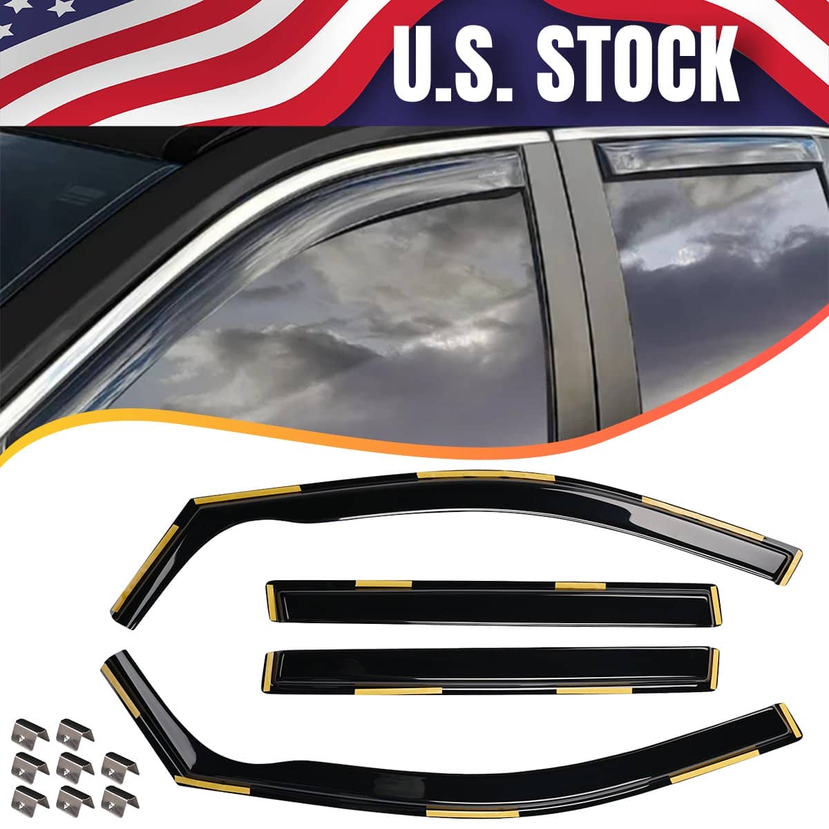 4 PCS In-Channel Window Rain Guards Fit For 2019-2025