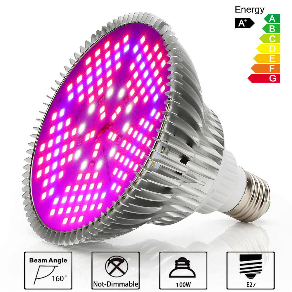 100w Led Grow Light Bulb E27 For Indoor Vegetable Plant Grow Bulb Full