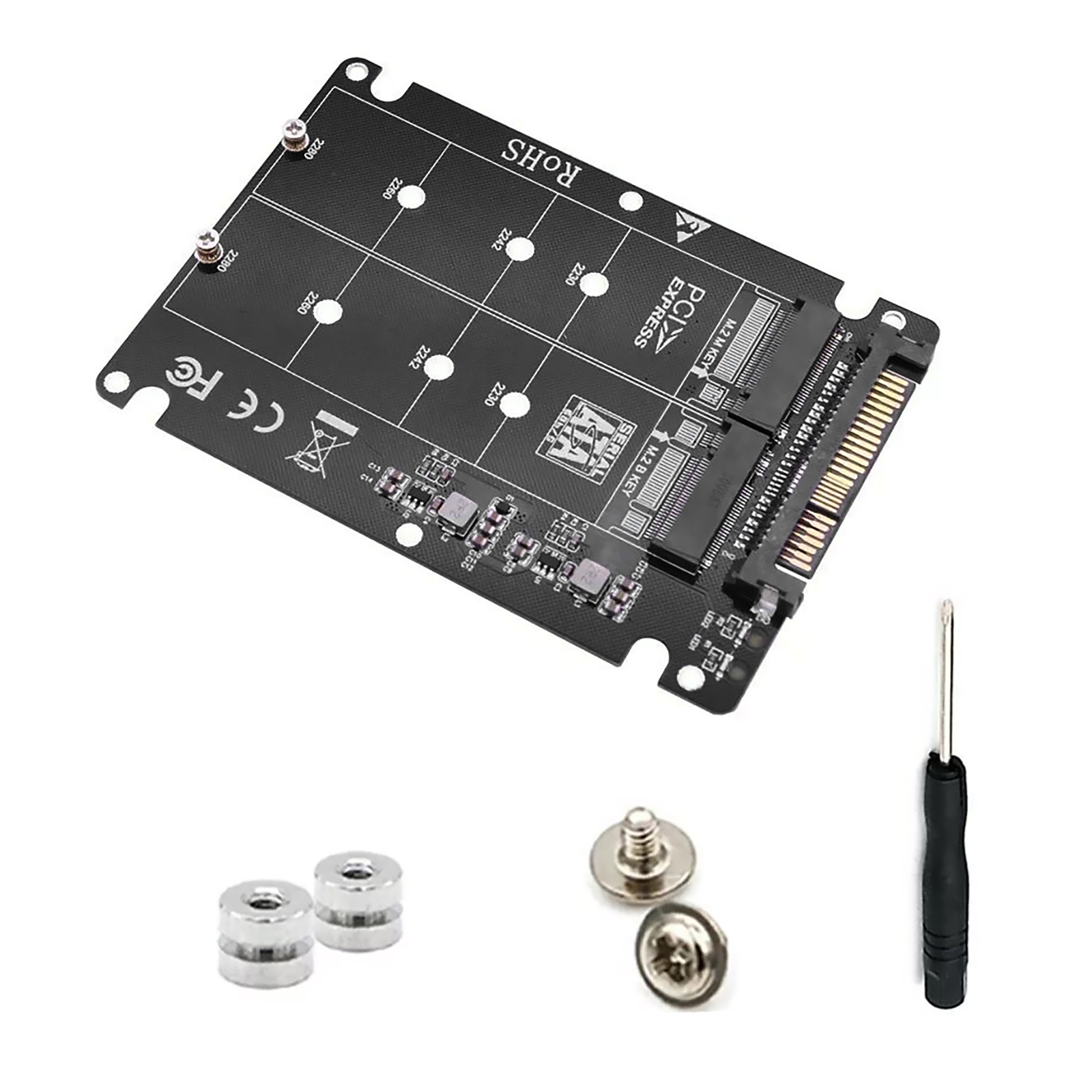 M.2 NVME SSD Key M + NGFF SATA SSD Key B to U.2 SFF-8639 Adapter