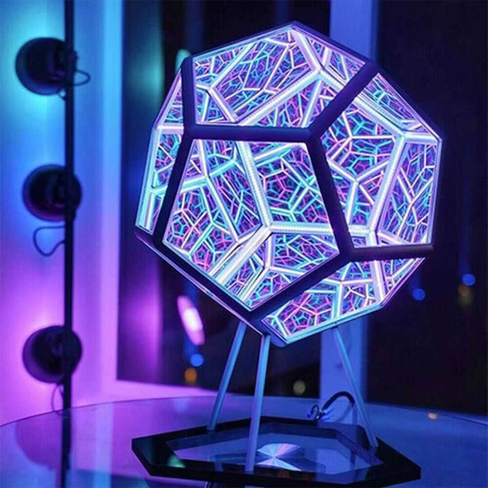 C2 2023 DIY Infinity Dodecahedron Christmas Halloween Led Infinity Mirror  Creative Cool Art Night Lights Decoration Bedroom Home