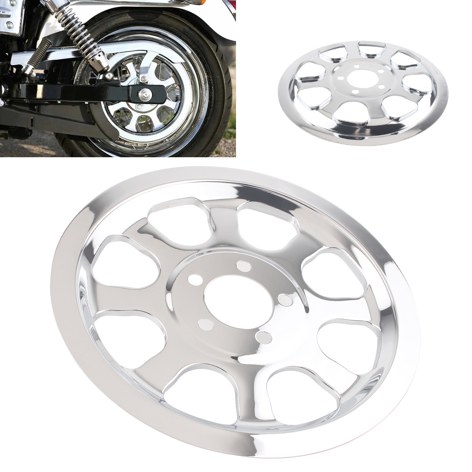hiro0511専用 Chrome Outer Rear Pulley Cover Insert Fit For Harley Softail