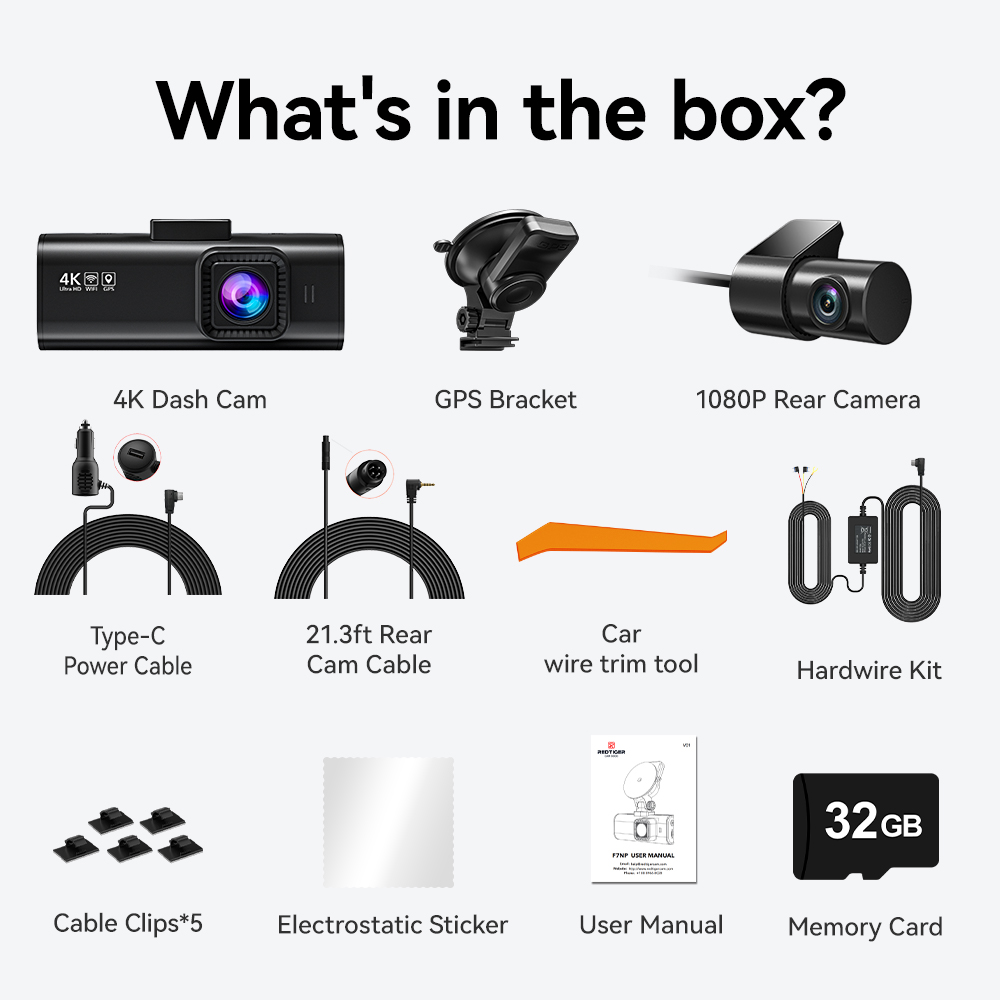 REDTIGER F7NP 4K Dual Dash Camera Front and Rear Dash Cam WiFi