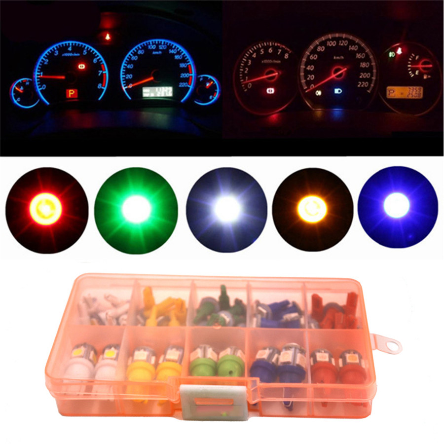 40Pcs T5+T10 Mixed Car Auto Dashboard Lights Instrument Panel LED Light
