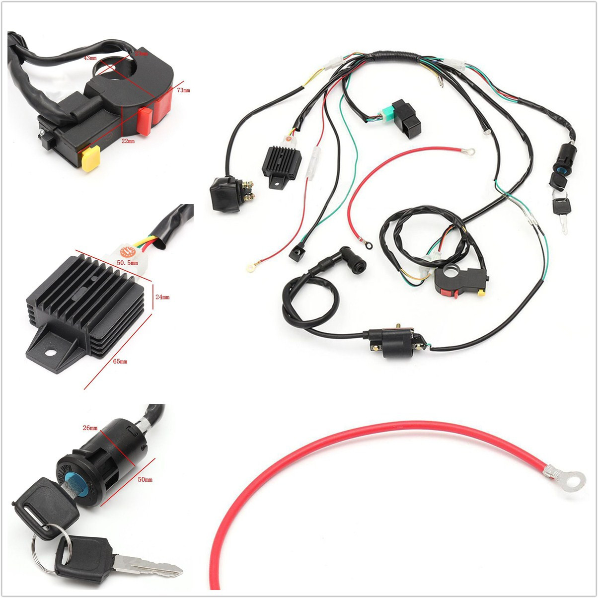 Wire Harness Stator Assembly Wiring Kit For 50cc 110cc 125cc Quad Dirt