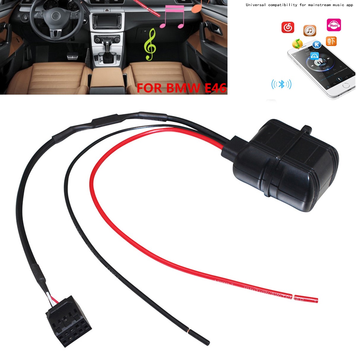 Bluetooth Module Radio Stereo Aux Cable Adapter for BMW E39 E46 E53 3 ...