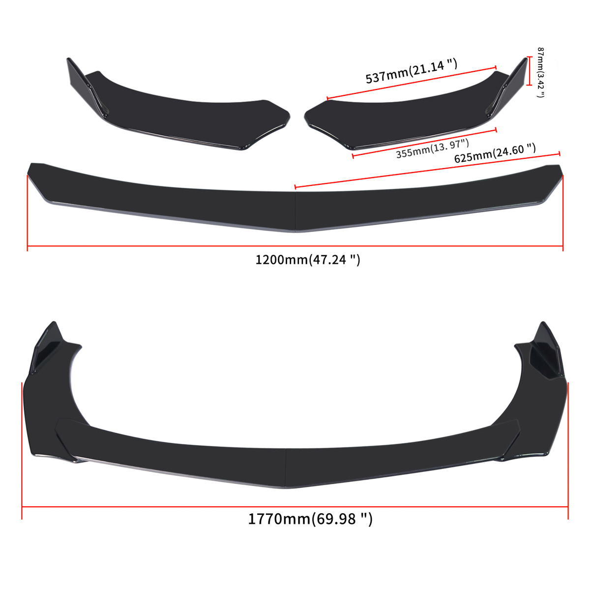 thumbnail image 2 of JMTBNO Glossy Black Front Bumper Lip & Side Skirt Splitter Kit For Lexus IS250 – 9pc Polyurethane 2 of 5