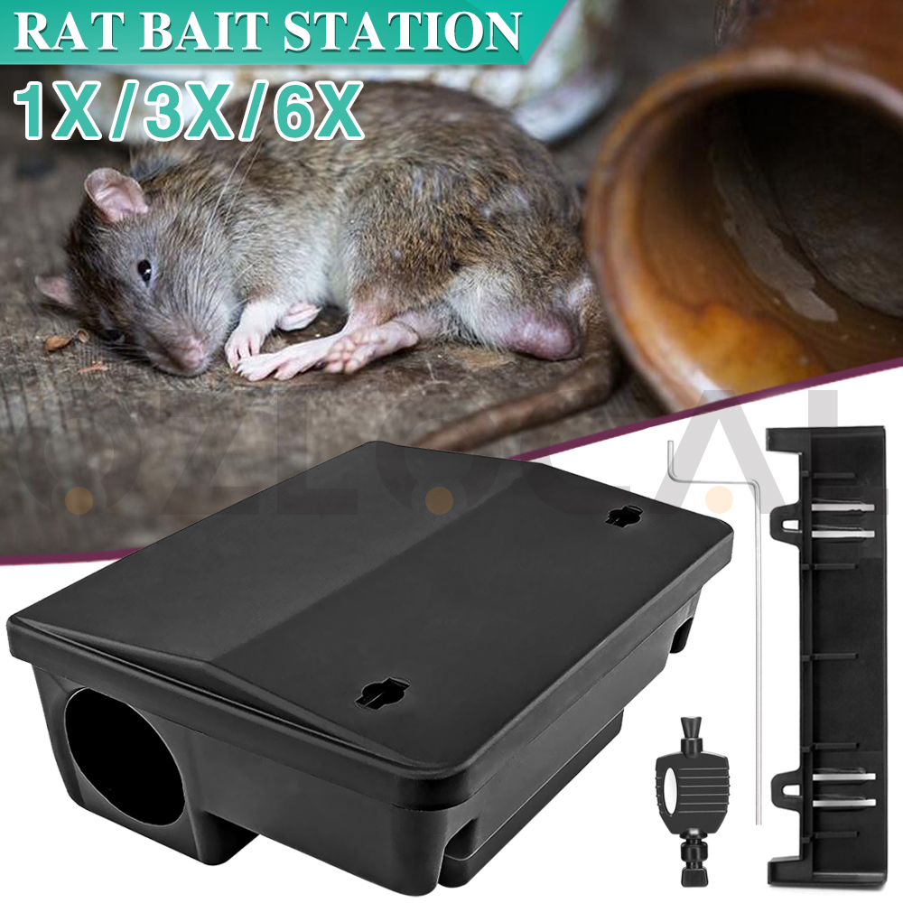 Exterminators Choice - 2 Pack Large Rat Bait Station Boxes with 1 Key -  Heavy Duty Mouse Trap Poison Holder - Great for Catching Rats and Mice -  Pest