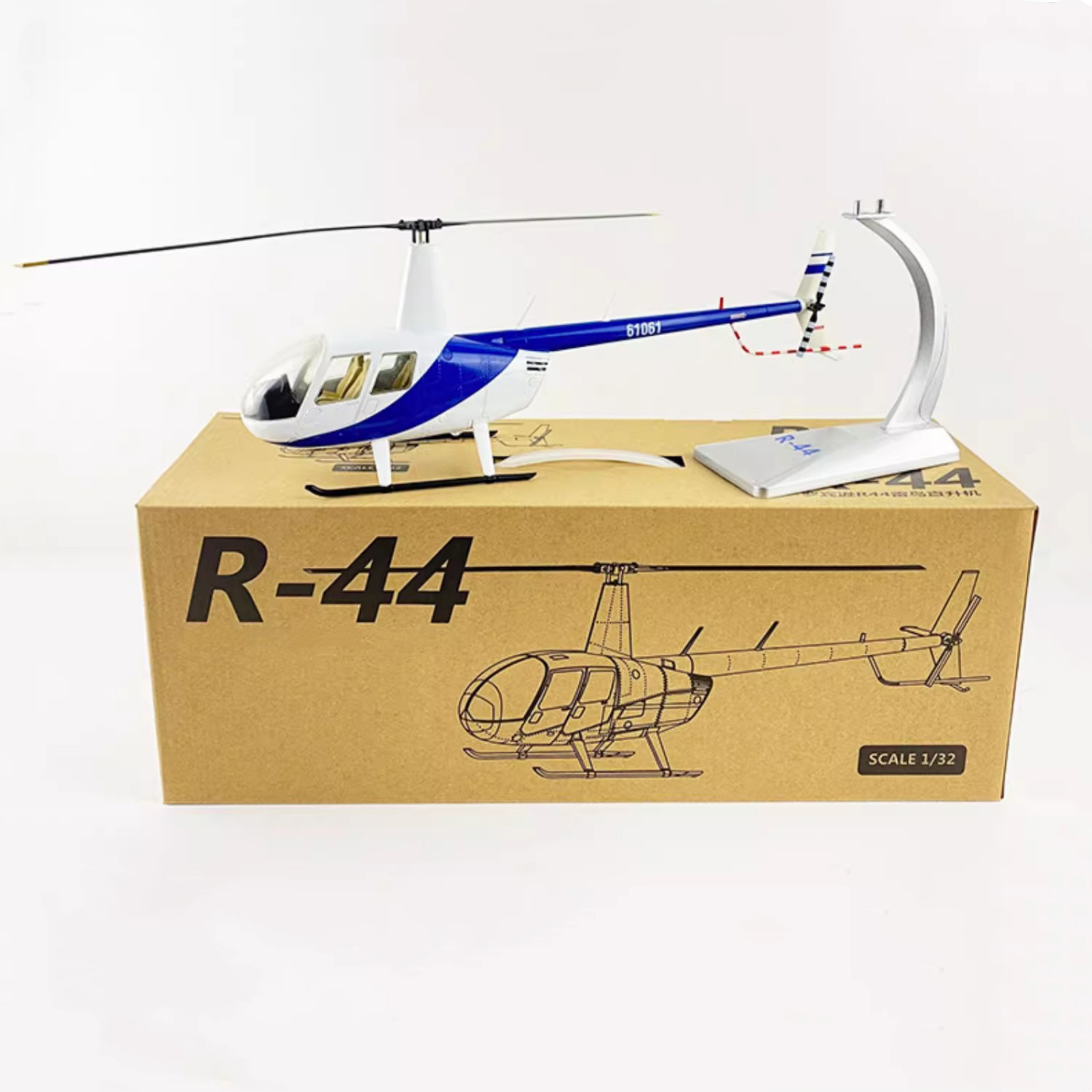 Durable 37cm Alloy Robinson R44 Raven Helicopter Model 1/32 Scale
