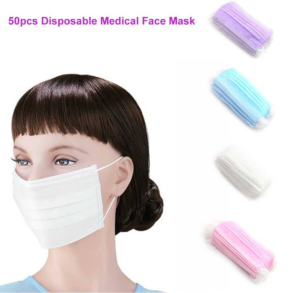 50 pcs disposable respirator earloops mouth face masks