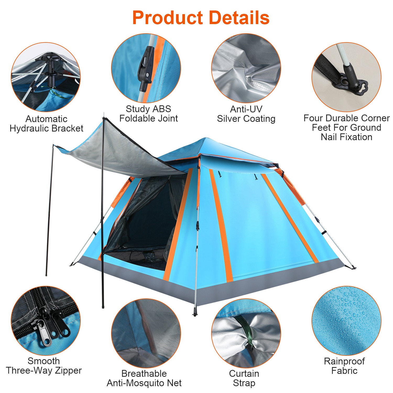 Waterproof 4-5 Person Tent Hiking Camping Sun Shelter w/ 2