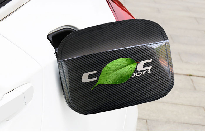 Outside Fuel Oil Tank Cap Cover Trim Steel Carbon Fiber For Honda Civic