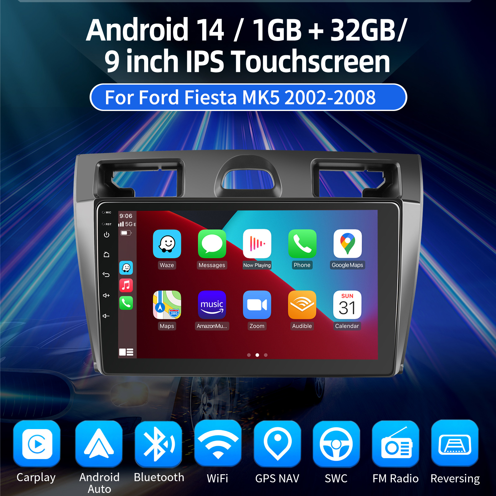 2G 32G Android Autoradio 2 Din für Ford Fiesta Mk VI 5 Mk5 2002-2008