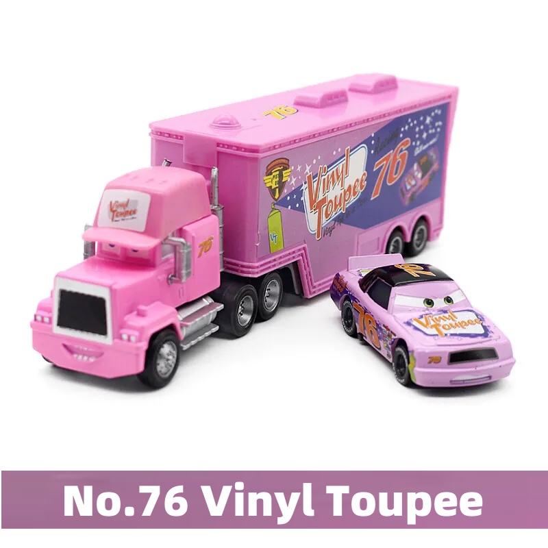 2-Car Disney Pixar Cars No.76 Vinyl Toupee Hauler Truck with Car