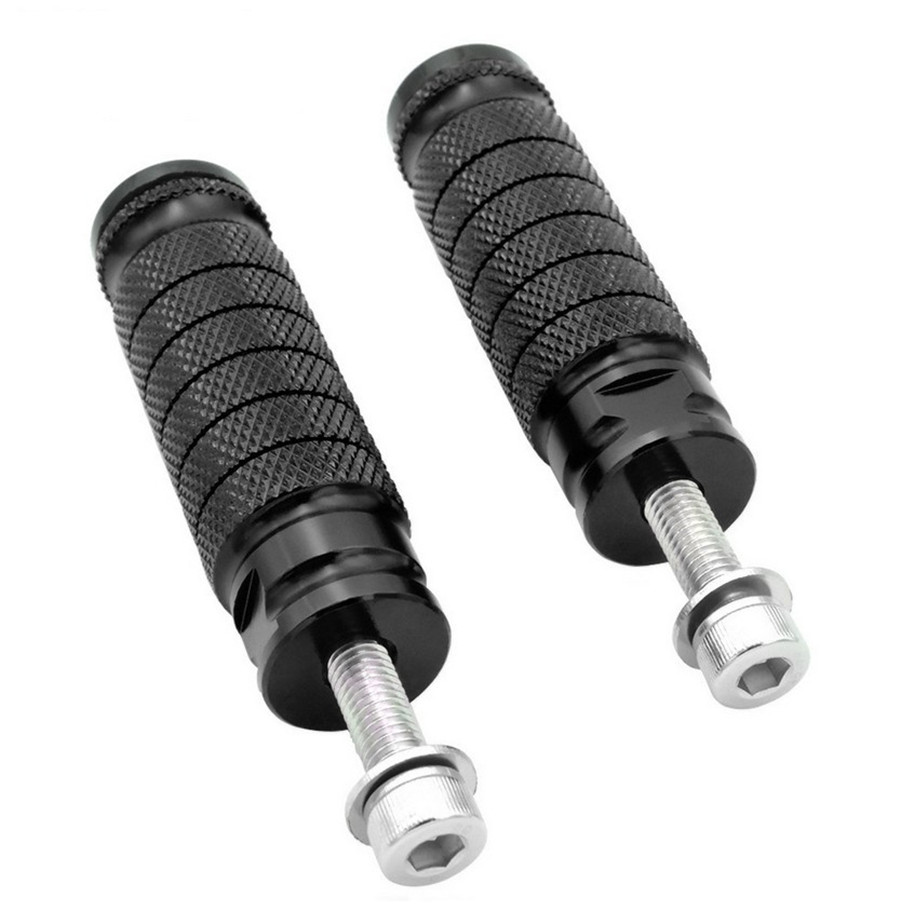 2x Universal Black CNC Aluminum Motorcycle Rear Footrest Foot Peg Pedal