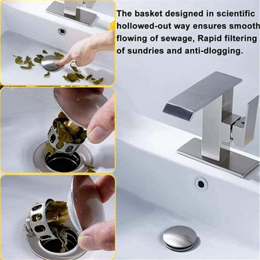 Wash Basin Bounce Drain Filter Pop-Up Bathroom Sink Drain Plug Universal A4863