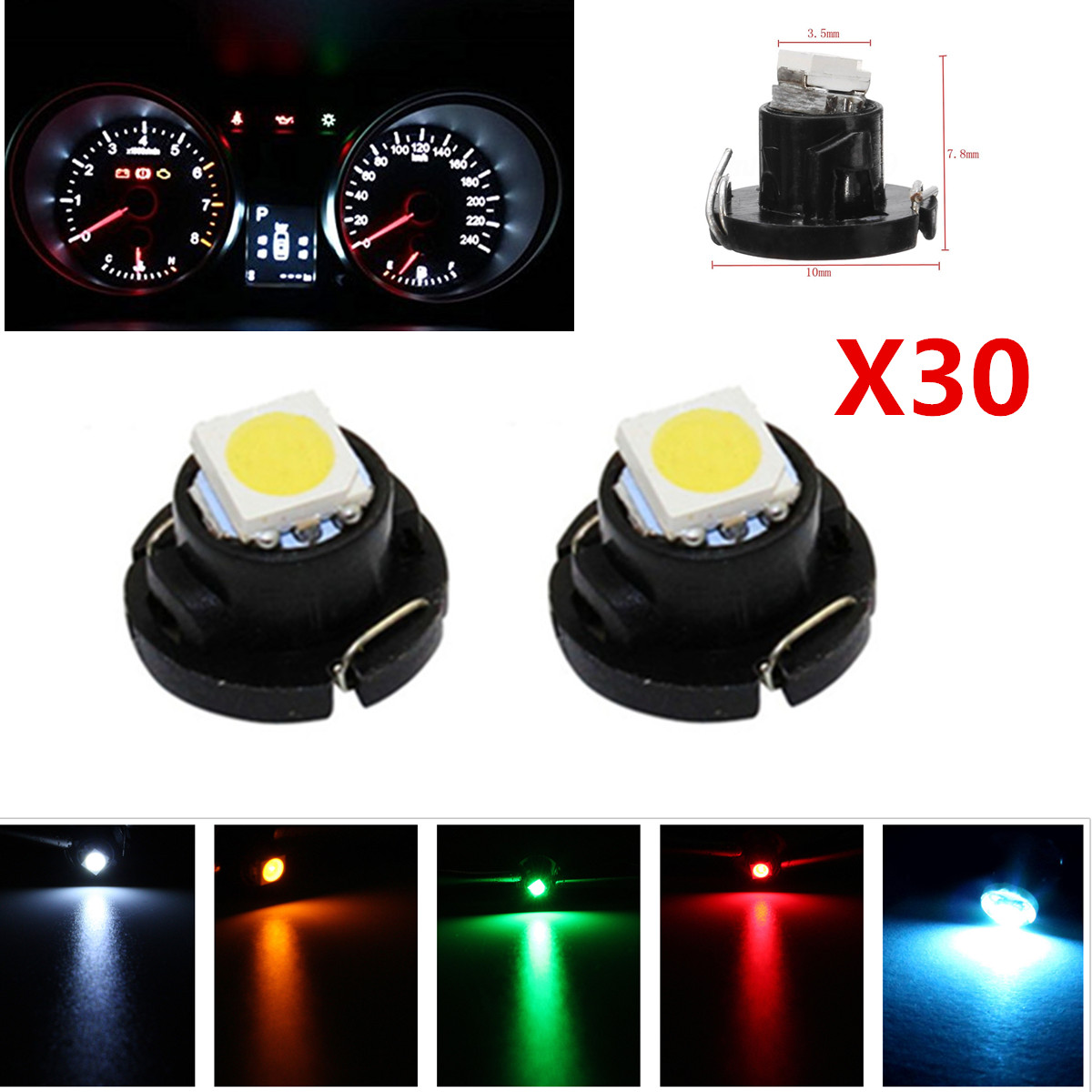 Heater Control Lights Bulbs A//C Dash Climate Gauge TORIBIO 6 x T4.2 Neo Wedge 1 SMD 3030 Chip LED White Car Instrument Cluster Panel