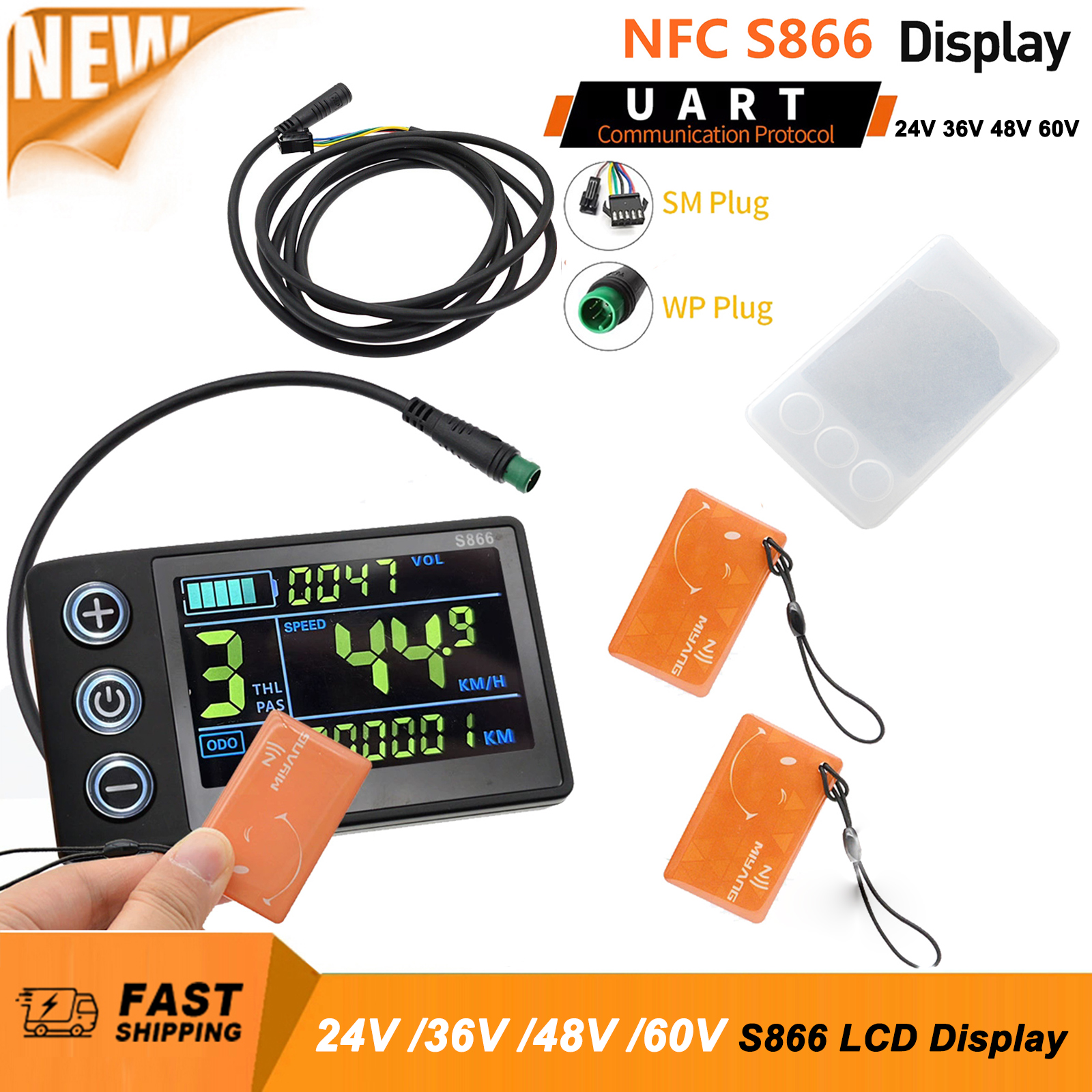 GEERYZHE S866 LCD-Display Für E-Bike – 24V-48V, Wasserdicht IP65, Mit Lenkerhalterung – Für Mountainbike & Cityrad