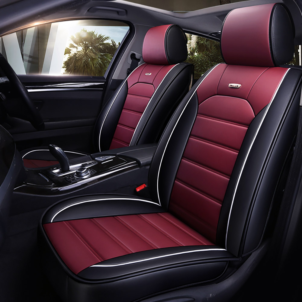 Leather 5-Seat Car Seat Cover Protector+Cushions Full Set+Pillow Universal USA